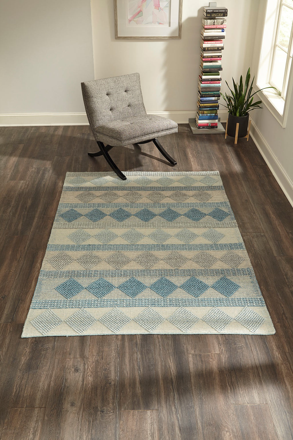 Momeni Andes AND-5 Blue Area Rug Room Image Feature