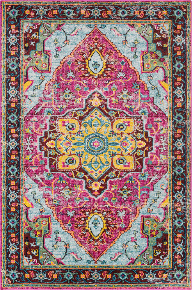 Surya Anika ANI-1029 Bright Pink Red Aqua Dark Blue Saffron Burnt Orange White Black Beige Area Rug main image