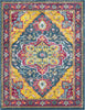 Surya Anika ANI-1030 Teal Aqua Dark Blue Saffron Bright Pink Red White Beige Area Rug Main Image 8 X 10