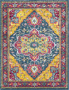 Surya Anika ANI-1030 Teal Aqua Dark Blue Saffron Bright Pink Red White Beige Area Rug Main Image 8 X 10