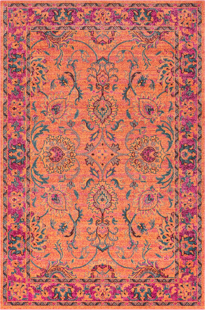 Surya Anika ANI-1031 Bright Pink Red Saffron Sky Blue Teal White Grass Green Black Area Rug main image