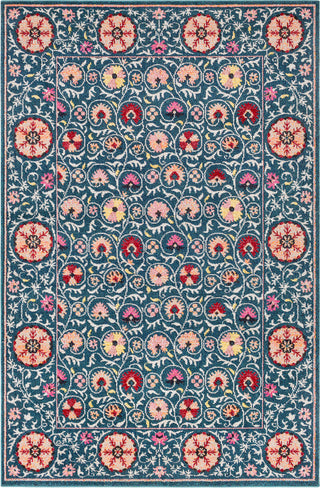 Surya Anika ANI-1032 Teal Dark Blue Bright Red Pink Saffron White Beige Camel Burnt Orange Area Rug main image