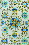 KAS Anise 2410 Ivory/Blue Allover Suzani Hand Hooked Area Rug