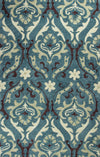 KAS Anise 2411 Teal Damask Hand Hooked Area Rug