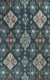 KAS Anise 2412 Blue Allover Ikat Hand Hooked Area Rug