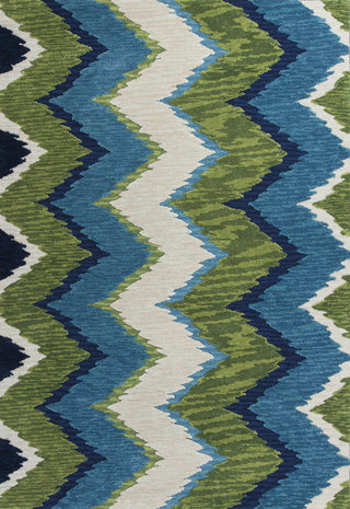 KAS Anise 2420 Blue/Green Chevron Hand Hooked Area Rug