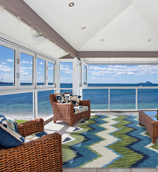 KAS Anise 2420 Blue/Green Chevron Area Rug  Feature