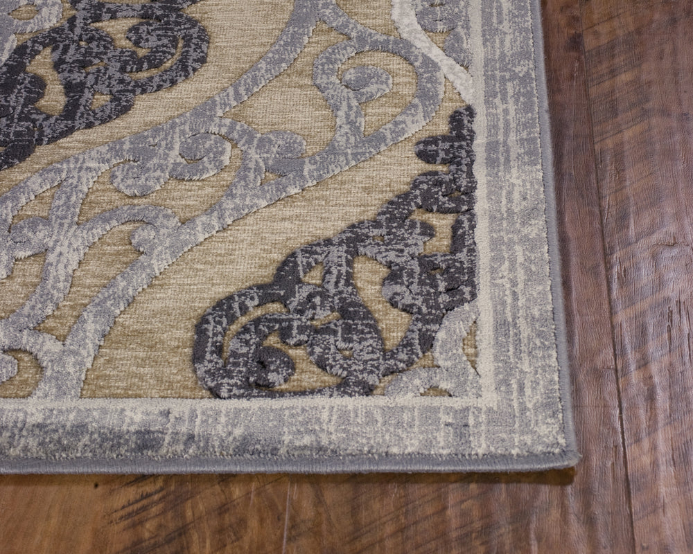 KAS Anna 8724 Sand/Grey Medallia Area Rug Main Image Feature