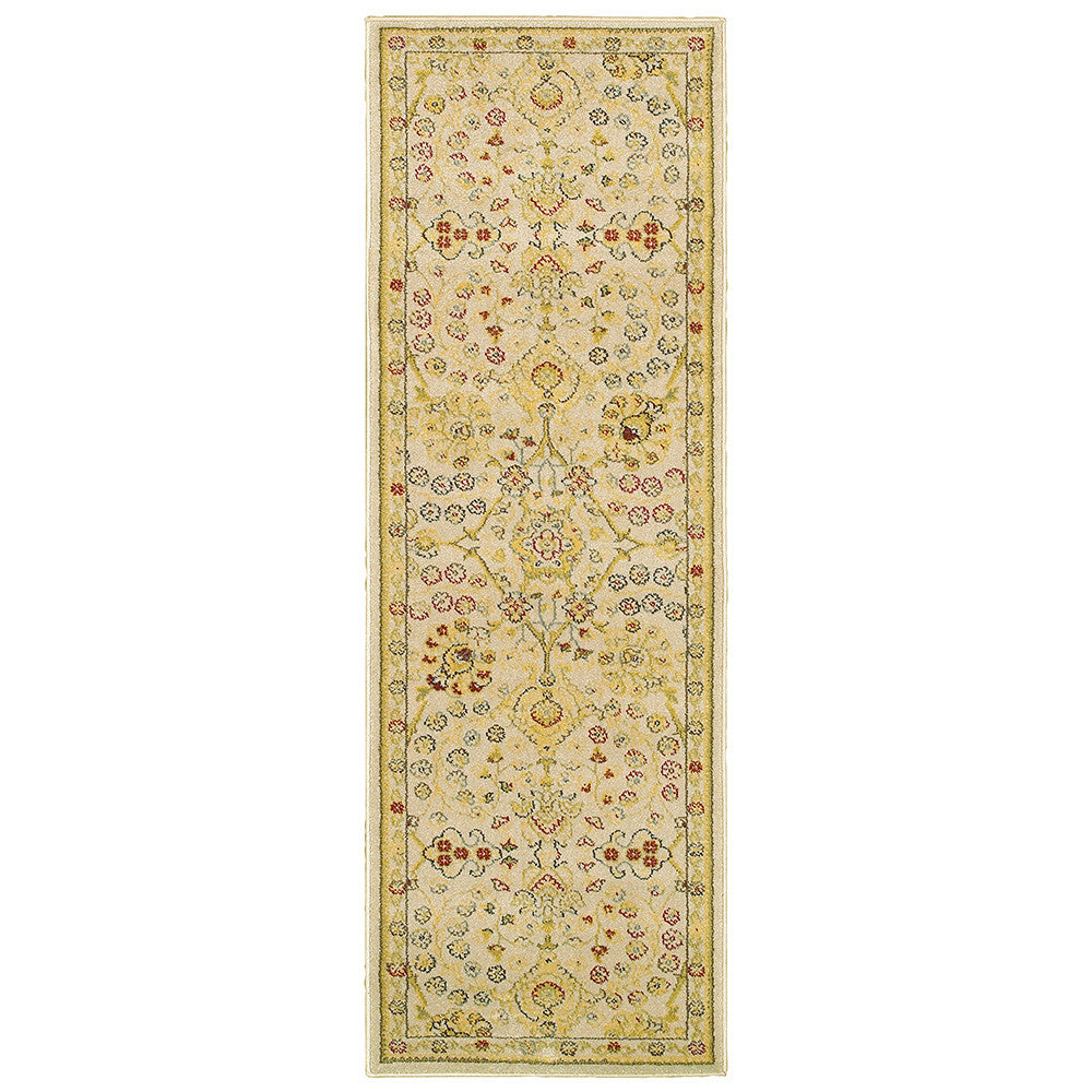 LR Resources Antigua 80989 Cream Machine Loomed Area Rug 2' X 6'