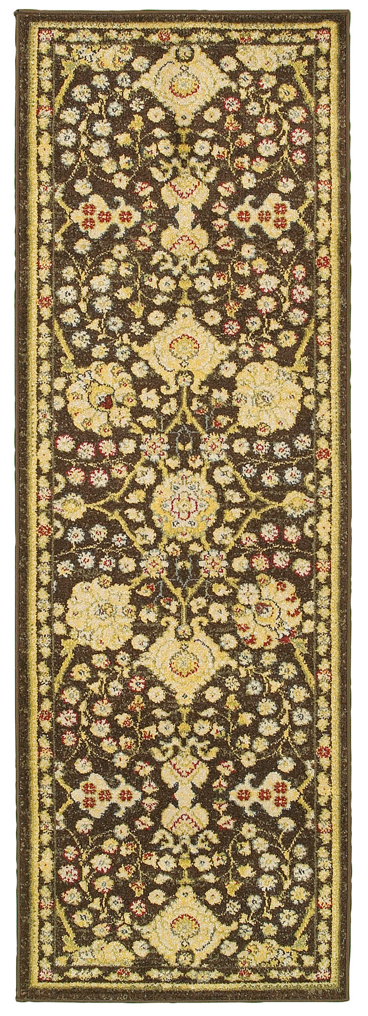 LR Resources Antigua 80990 Brown/Green Machine Loomed Area Rug 2' X 6'
