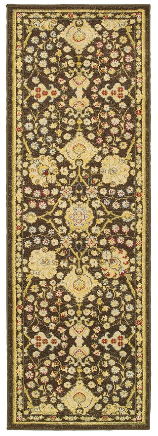LR Resources Antigua 80990 Brown/Green Machine Loomed Area Rug 2' 6'' X 7' 9'' Runner