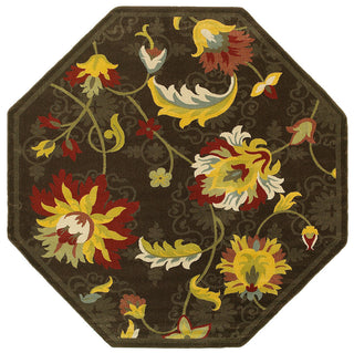 LR Resources Antigua 80991 Brown Machine Loomed Area Rug 7' 9'' X 7' 9'' octagon