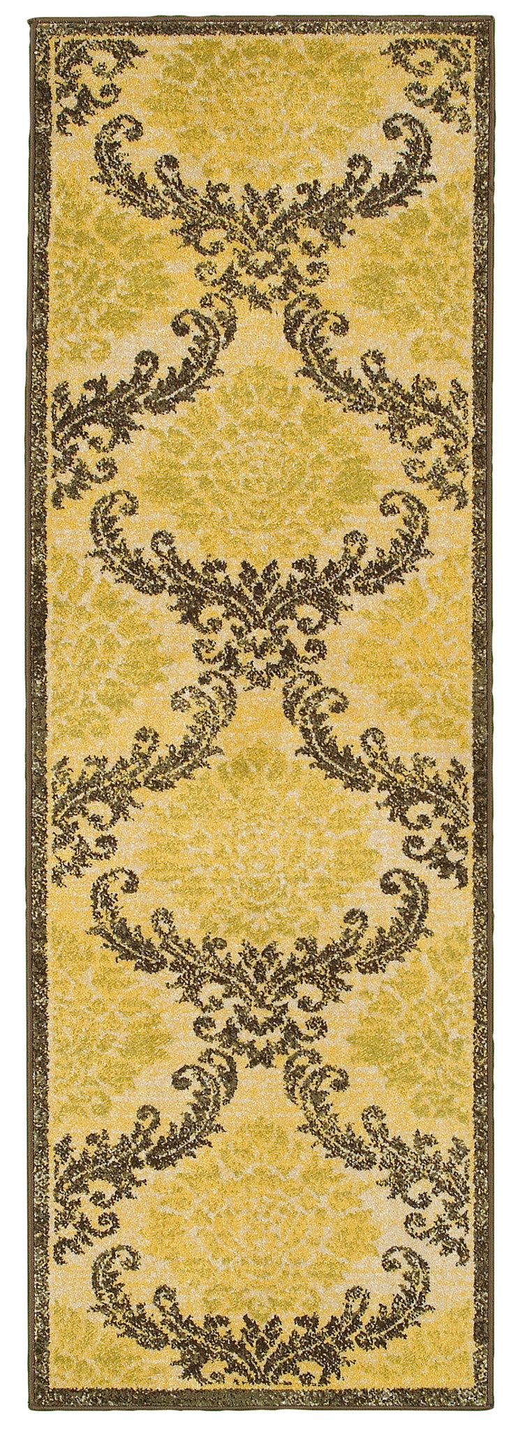 LR Resources Antigua 80995 Gold/Brown Machine Loomed Area Rug 2' X 6'