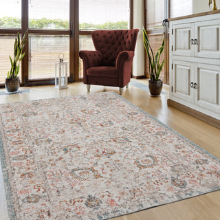 LR Resources Antiquity Caramel Botanical Beige / Cream Area Rug Lifestyle Image Feature