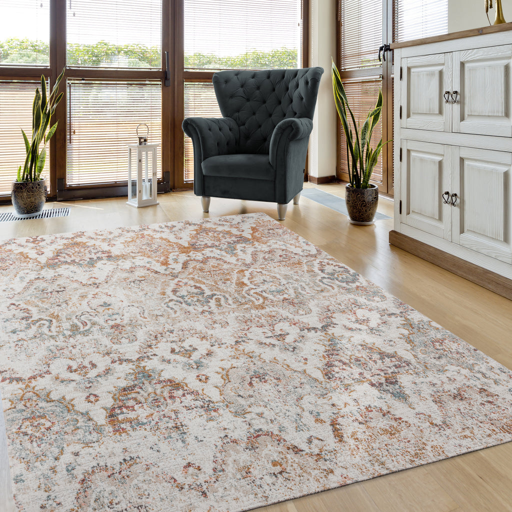 LR Resources Antiquity Southern Rustic Beige / Cream Area Rug Lifestyle Image Feature