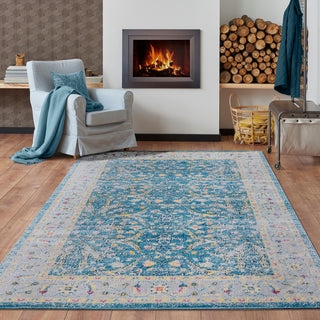 LR Resources Antiquity Botanic Blue Dream Area Rug Lifestyle Image Feature