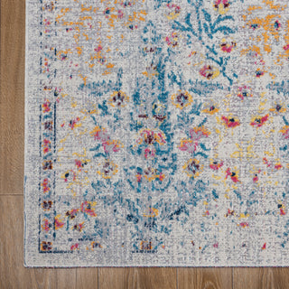 LR Resources Antiquity Wildflower Run Cream / Gray Area Rug Corner Image