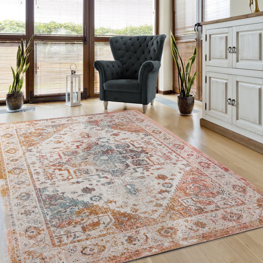 LR Resources Antiquity Ombre at Dusk Beige / Cream Area Rug Lifestyle Image Feature