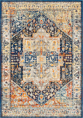 Surya Ararat ARA-2300 Dark Blue Black Bright Orange Red Yellow Purple Charcoal Navy Aqua White Area Rug Mirror main image