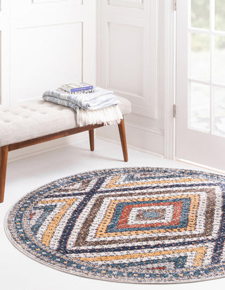 Unique Loom Aramis T-ARMS1 Blue Area Rug Round Lifestyle Image