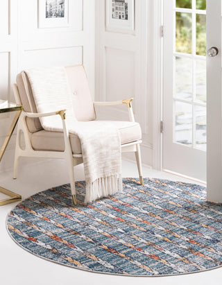 Unique Loom Aramis T-ARMS12 Blue Area Rug Round Lifestyle Image