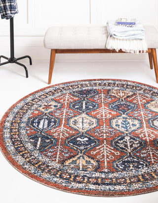 Unique Loom Aramis T-ARMS2 Rust Red Area Rug Round Lifestyle Image