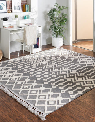 Unique Loom Arlo T-ARLO2 Charcoal Area Rug Square Lifestyle Image