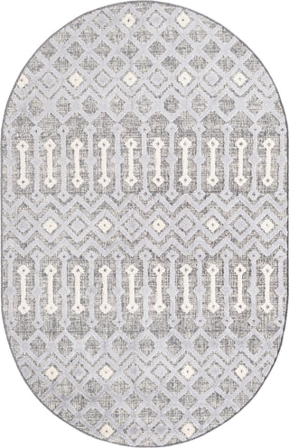 Unique Loom Arlo T-ARLO2 Gray Area Rug Oval Top-down Image