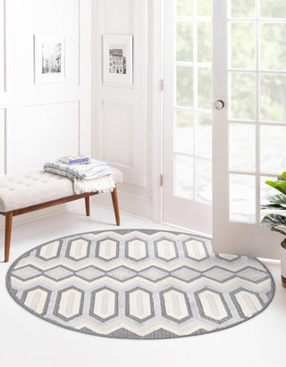 Unique Loom Arlo T-ARLO4 Charcoal Area Rug Round Lifestyle Image