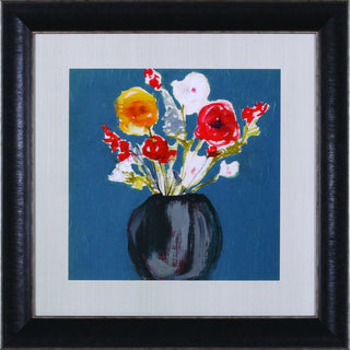Art Effects Bouquet on Teal I Wall Art by Jennifer Goldberger