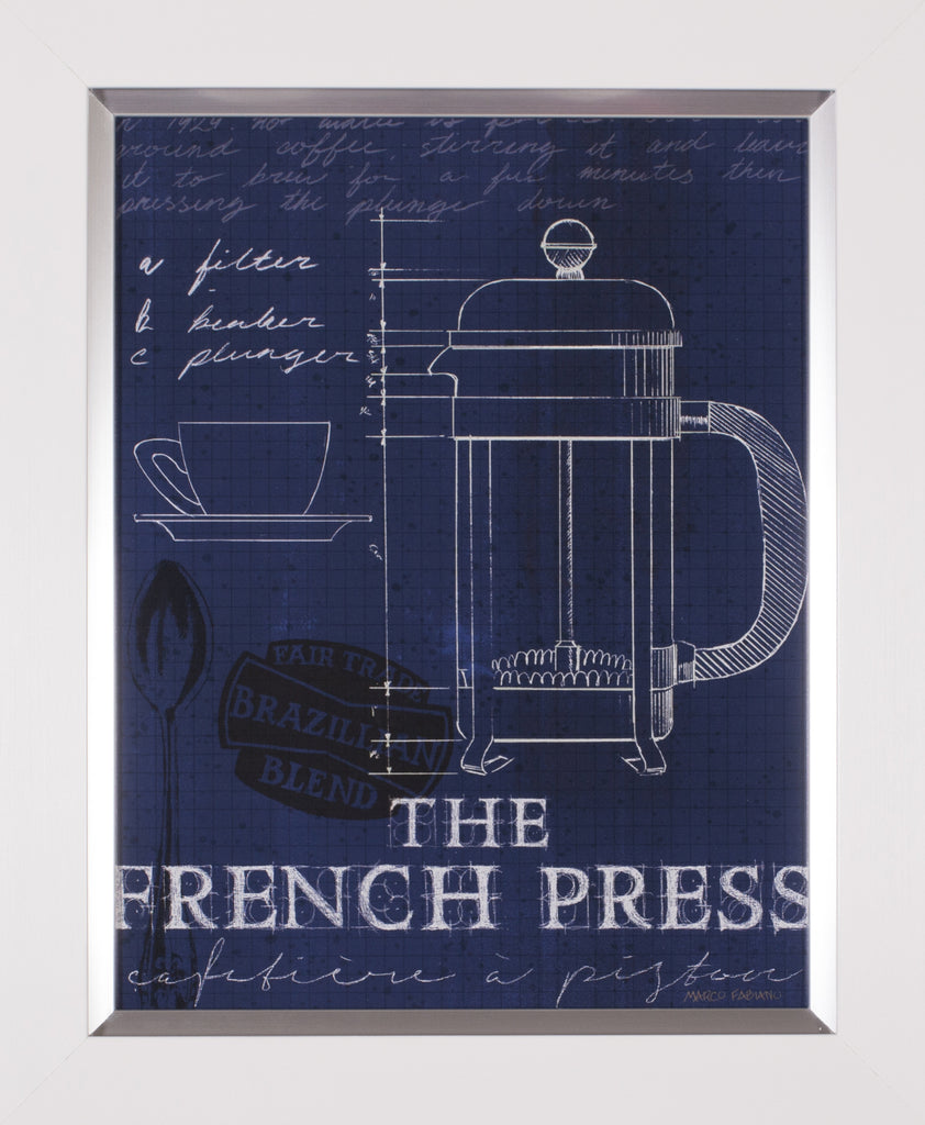 Art Effects Coffee Blueprint I Indigo Wall Art by Marco Fabiano