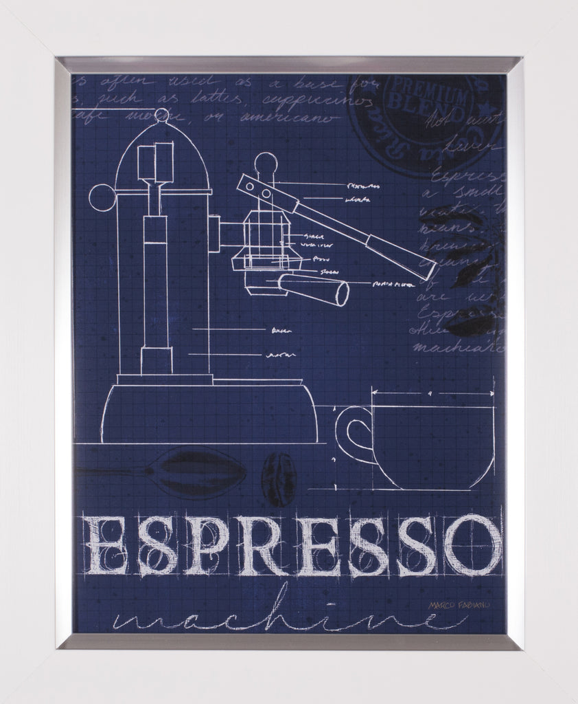 Art Effects Coffee Blueprint IV Indigo Wall Art by Marco Fabiano