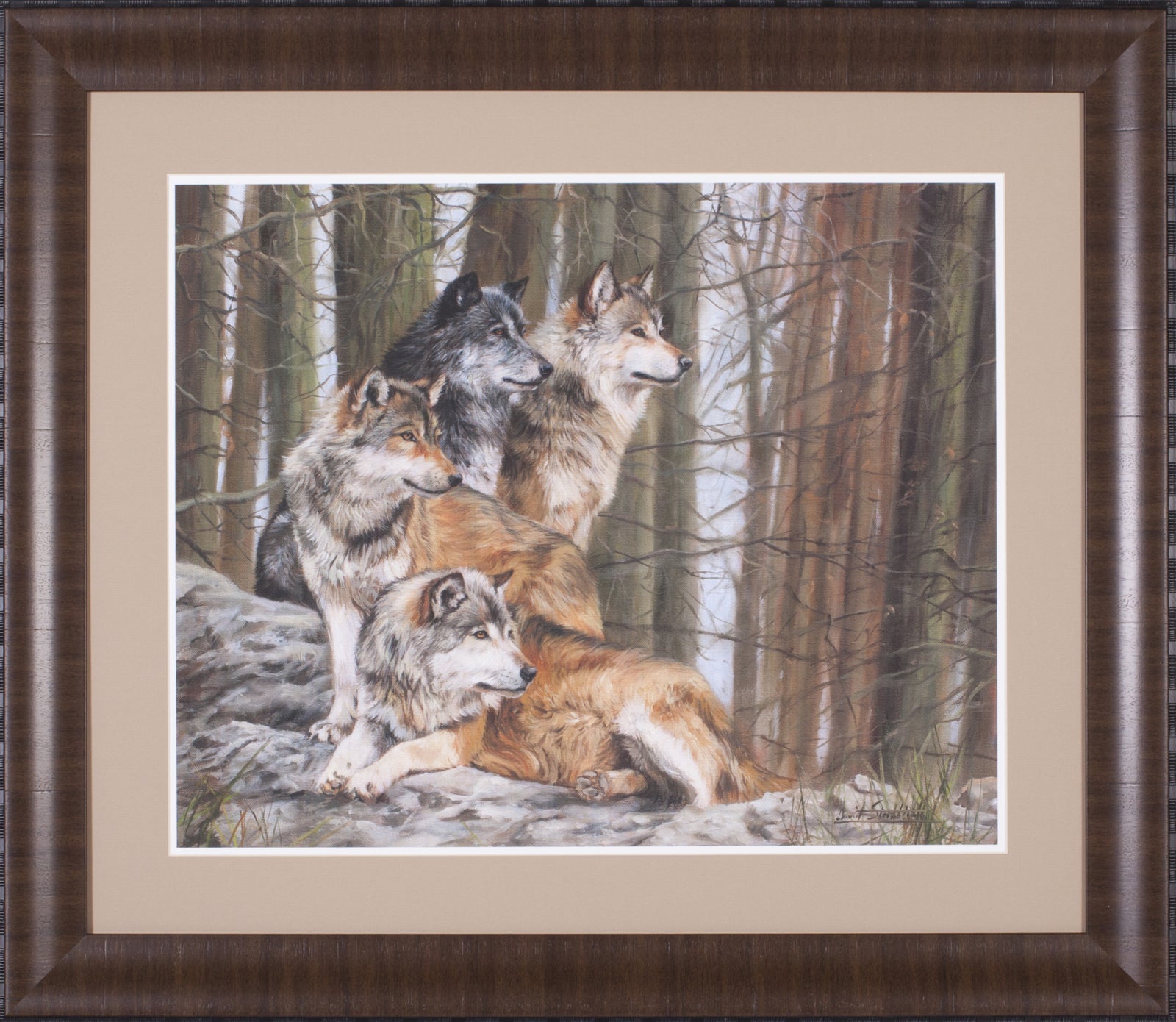 Art Effects Four Wolves Wall Art by David Stribbling