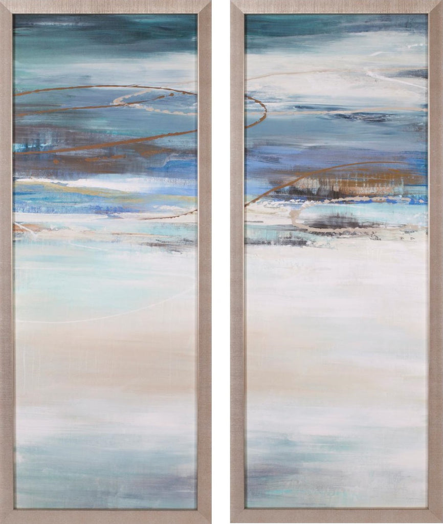 Art Effects Geo Cache In Aqua Tones 2PC SET Wall Art by Liz Jardine