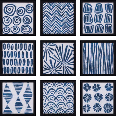 Art Effects Indigo Signals I-IX 9PC SET ONLY Wall Art by June Erica Vess