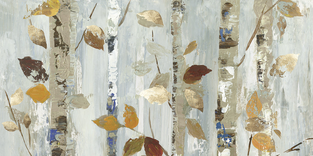 Art Effects Leaves On Birch Wall Art by Allison Pearce