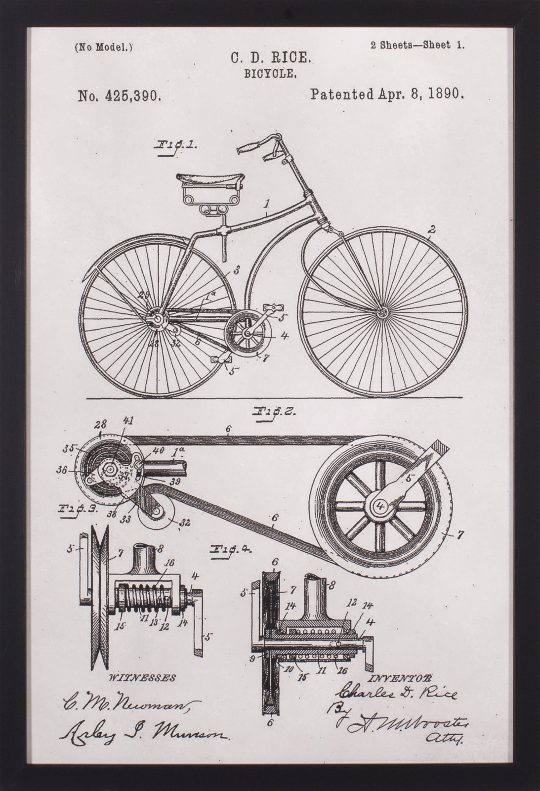 Art Effects Patent Bicycle Wall Art by Alicia Ludwig