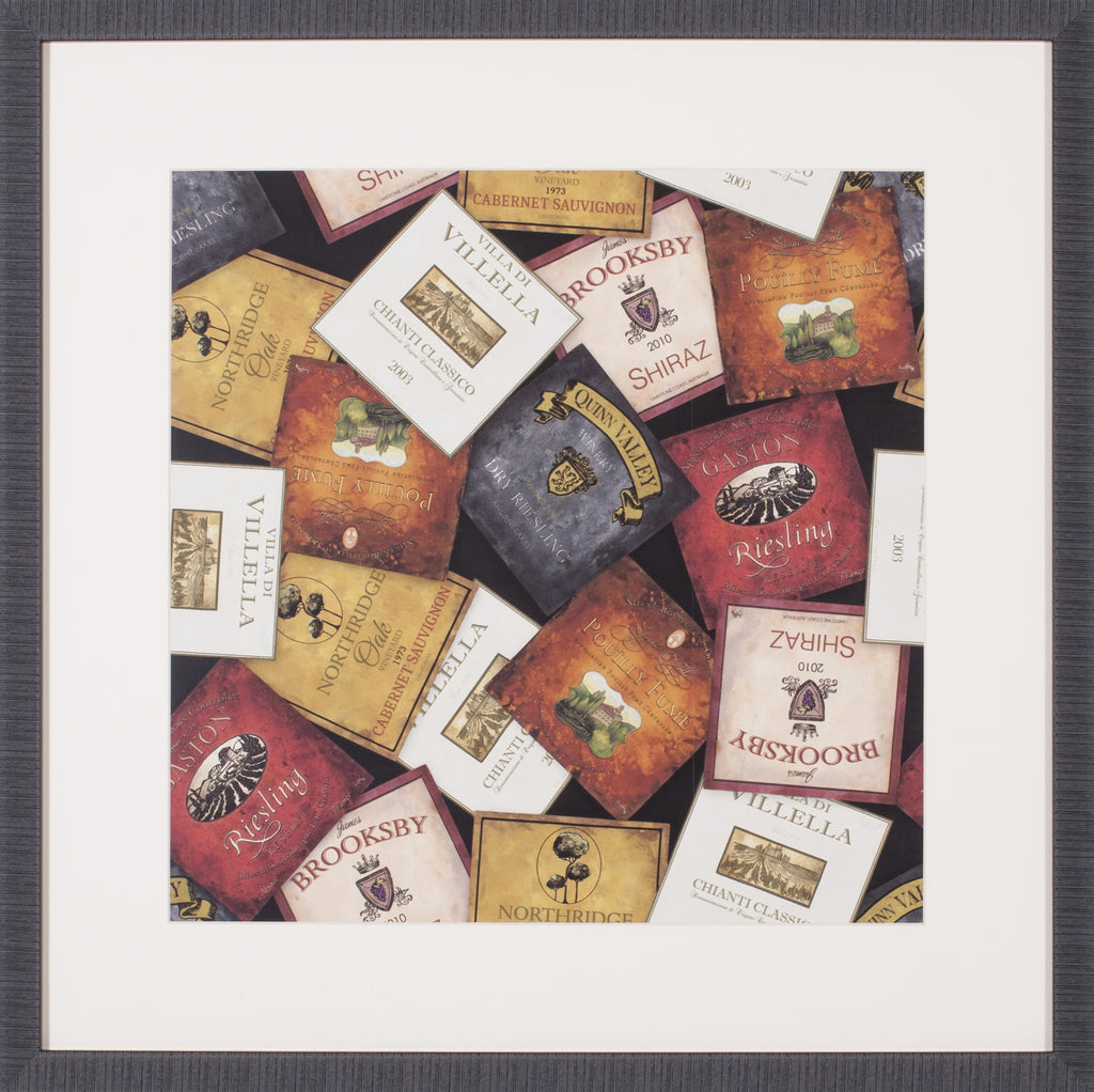 Art Effects Still Life Wine Label Black Pattern Wall Art by Mary Beth Baker