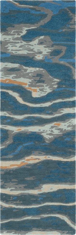 Surya Artist Studio ART-239 Navy Sea Foam Dark Brown Beige Denim Camel Area Rug Runner Image