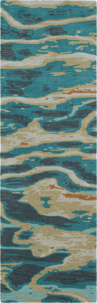 Surya Artist Studio ART-243 Emerald Olive Taupe Burnt Orange Dark Brown Green Area Rug Runner Image