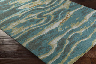 Surya Artist Studio ART-243 Emerald Olive Taupe Burnt Orange Dark Brown Green Area Rug Corner Image