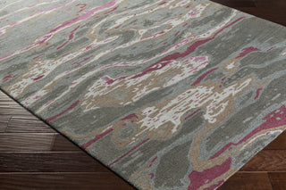 Surya Artist Studio ART-244 Dark Brown Medium Gray Charcoal Garnet Pale Pink Tan Camel Area Rug Corner Image