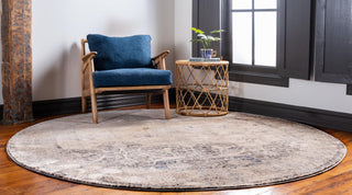 Unique Loom Asheville OWE-BRK4 Gray Area Rug Round Lifestyle Image