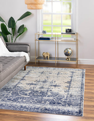 Unique Loom Asheville OWE-BRK4 Navy Blue Area Rug Rectangle Lifestyle Image Feature