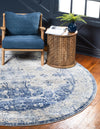 Unique Loom Asheville OWE-BRK4 Navy Blue Area Rug Round Lifestyle Image