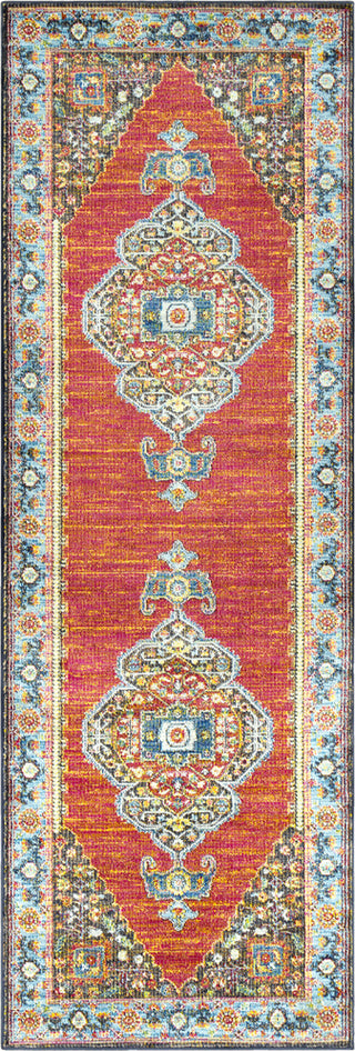 Surya Aura Silk ASK-2307 Rose Bright Pink Yellow Camel Dark Brown Red Sky Blue White Green Lime Area Rug Runner Image