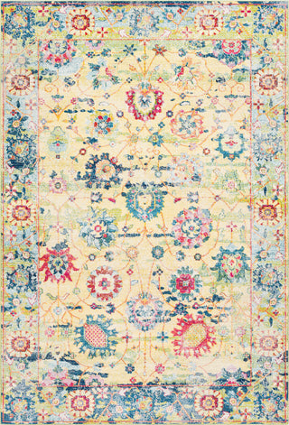 Surya Aura Silk ASK-2317 Bright Yellow White Lime Dark Green Sky Blue Pink Rose Black Area Rug main image