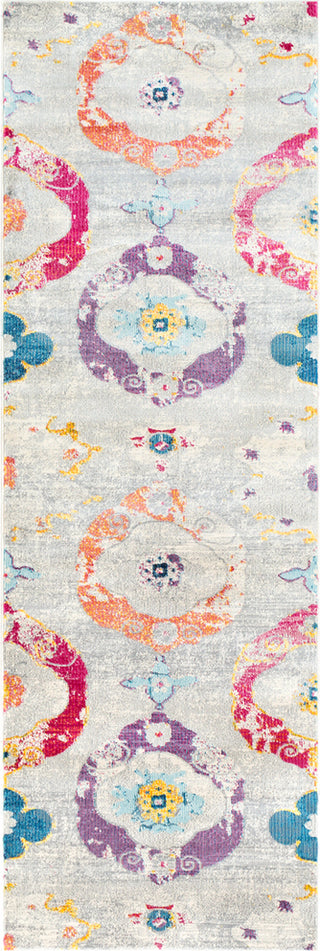 Surya Aura Silk ASK-2319 Bright Purple Beige Medium Gray Sky Blue Yellow Saffron Black Area Rug Runner Image