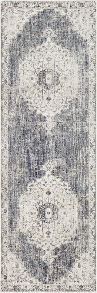 Surya Aura Silk ASK-2327 Medium Gray Charcoal Black White Area Rug Runner Image