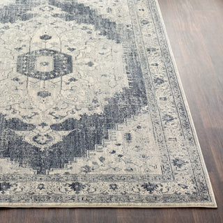 Surya Aura Silk ASK-2327 Medium Gray Charcoal Black White Area Rug Detail Image